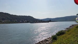 Het uitzicht over de Rijn vanaf camping Sonneneck in Spay